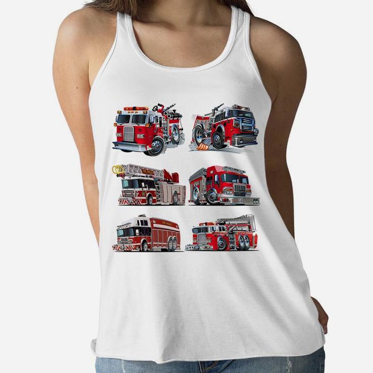 Types Of Fire Truck Boy Toddler Kids Firefighter Xmas Gifts Women Flowy Tank