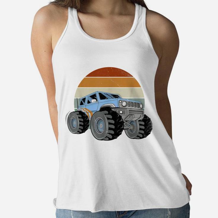 Unique Monster Truck Gifts For Boys Girls Retro Vintage Women Flowy Tank