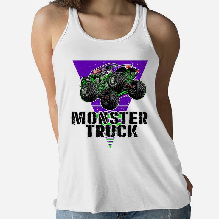 Vintage Monster Truck Are My Jam, Truck Boys Birthday Tees Women Flowy Tank