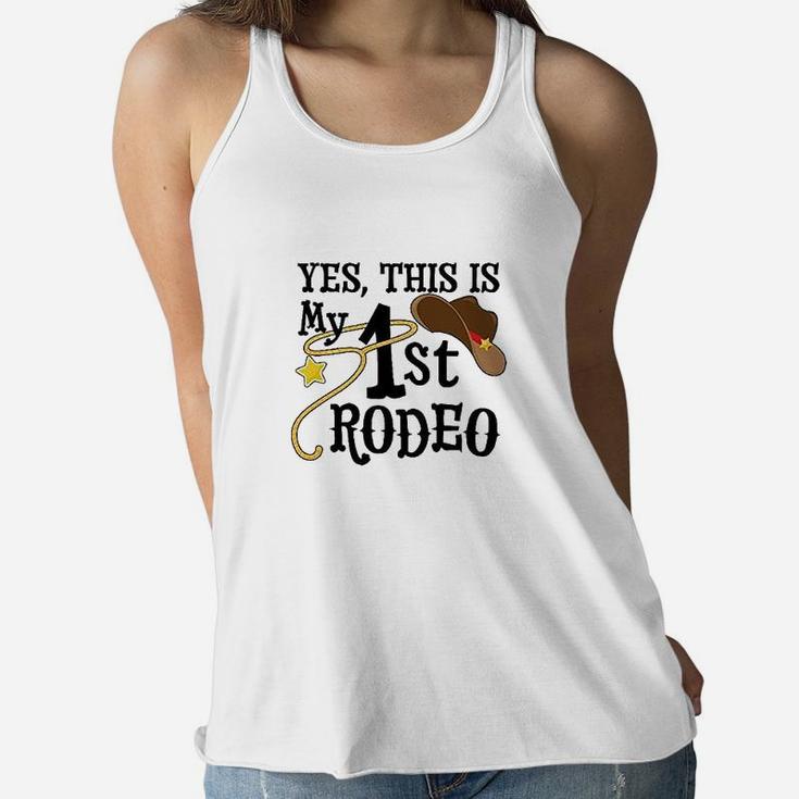 Yes This Is My 1St Rodeo Cowboy Hat With Red Band Women Flowy Tank