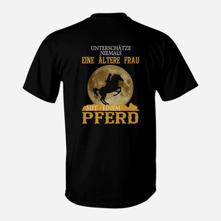 Pferde & Reiterinnen T-Shirt: Ältere Frau mit Pferd Motiv