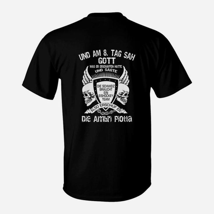 Schwarzes Amish Polta T-Shirt mit Grafikmotiv, Unikat Tee