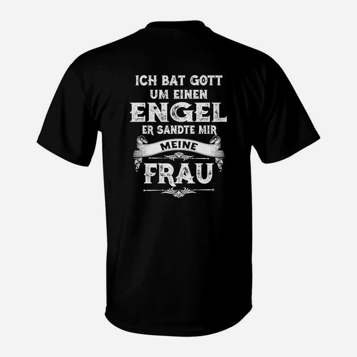 Schwarzes Herren T-Shirt Engel Meine Frau - Ideales Geschenk
