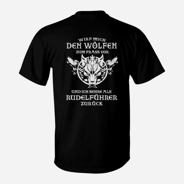 Wolfsrudel Führer Schwarzes T-Shirt, Motiv & Spruch für Anführer