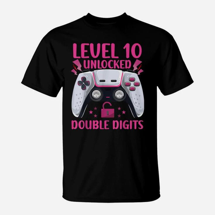 10 Yrs Old Double Digits Birthday Decorations Girl 10 Gamer T-Shirt