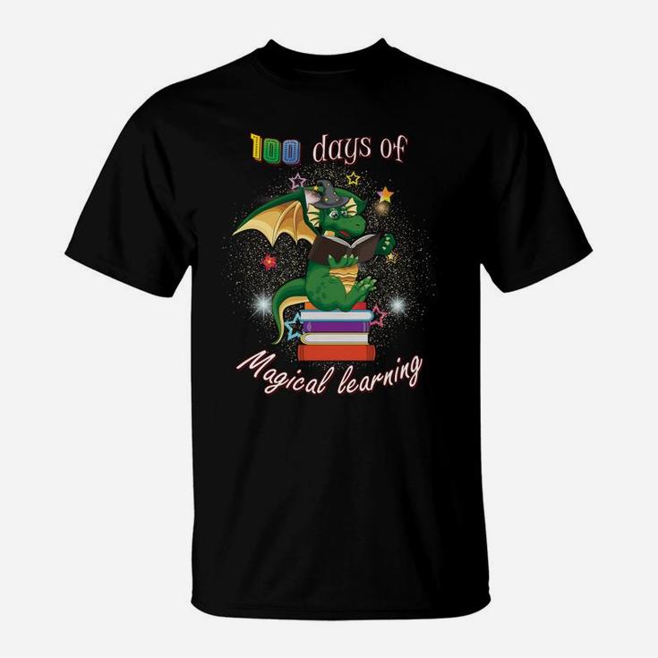 100 Days Of School Magical Learning Book Dragon Teacher Gift T-Shirt