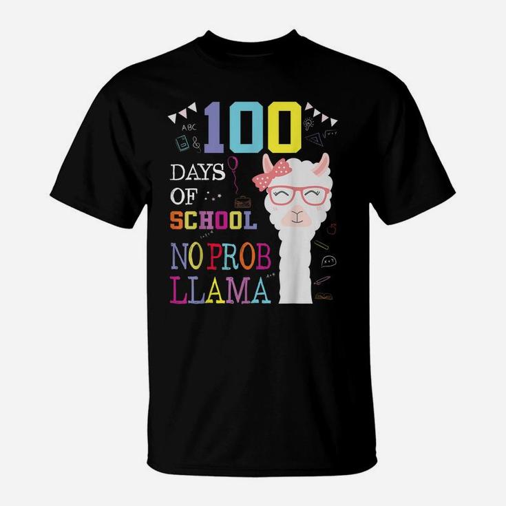 100 Days Of School No Probllama Happy 100Th Day Teacher Kid T-Shirt