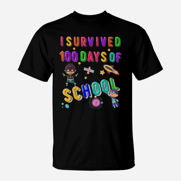 100 Days Of School Superhero Outfit Boy Kindergarten Gift T-Shirt