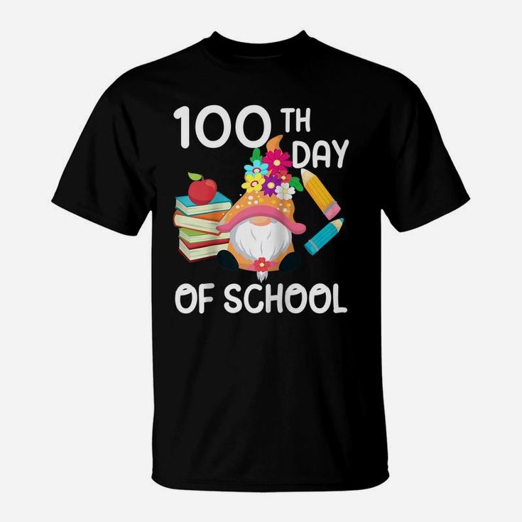 100Th Day Of School For Girls Funny Gnome School Supplies Raglan Baseball Tee T-Shirt
