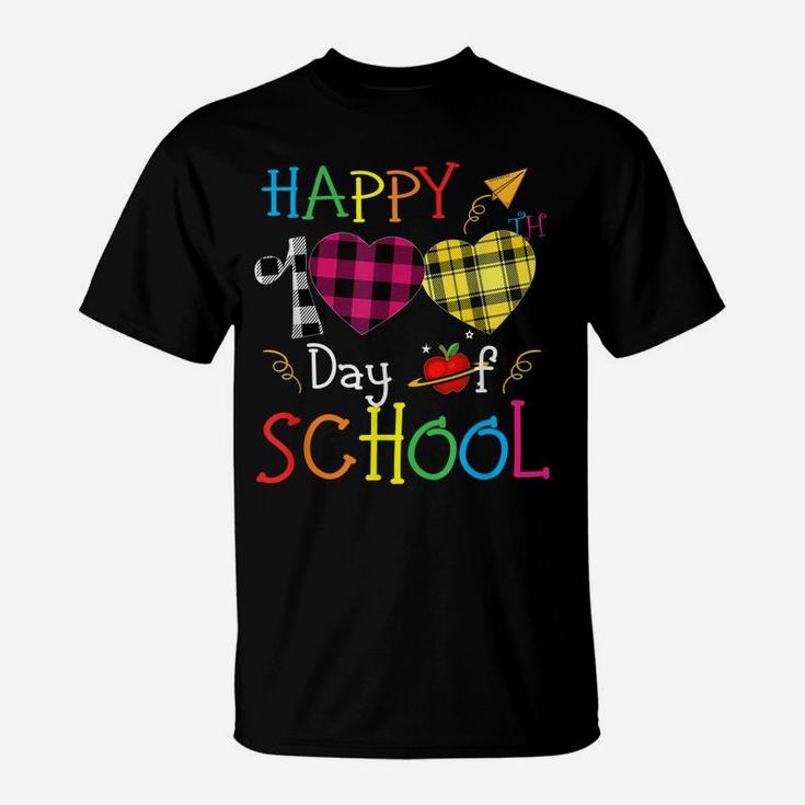 100Th Day School Buffalo Lumberjack Plaid Heart Kid Student T-Shirt