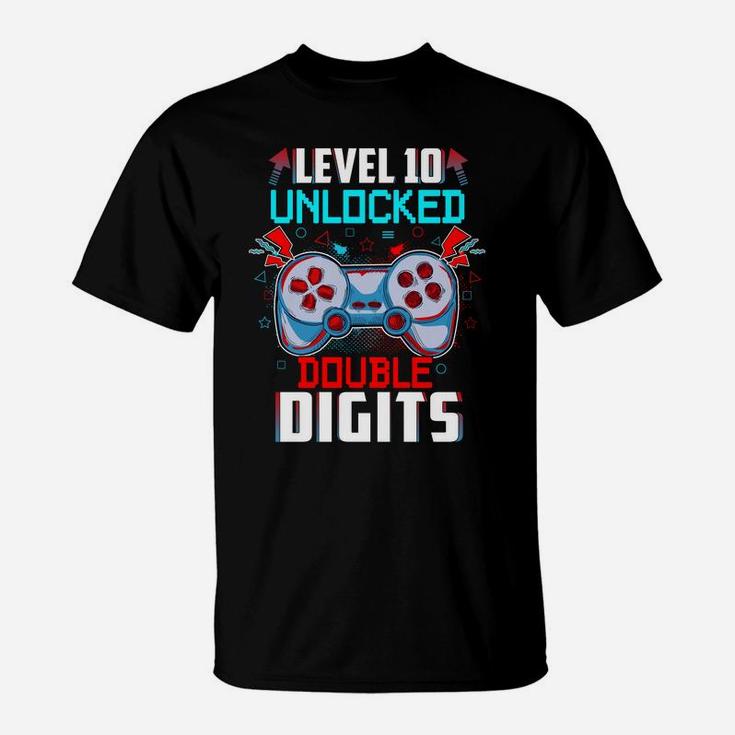 10Th Birthday For Boys Double Digits 10 Year Old Gifts Gamer T-Shirt