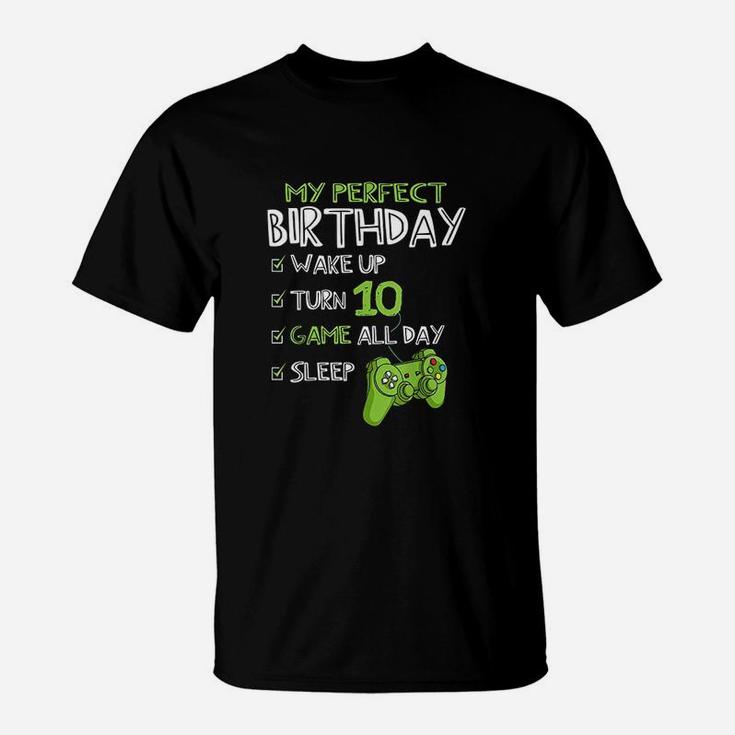10Th Birthday Gaming 10 Years Old Perfect Gamer T-Shirt