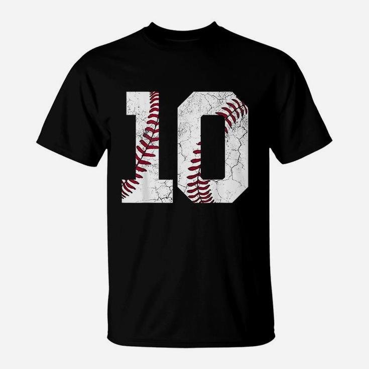 10Th Birthday Gift Baseball Boys Kids Ten Number 10 Tenth T-Shirt