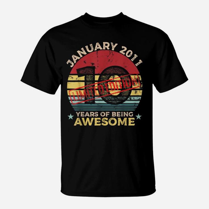 10Th January Birthday 10 Year Old Gift Vintage 2011 T-Shirt