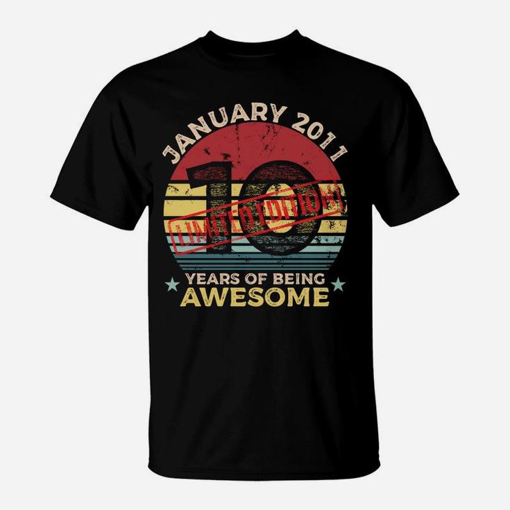 10Th January Birthday 10 Year Old Gift Vintage 2011 T-Shirt