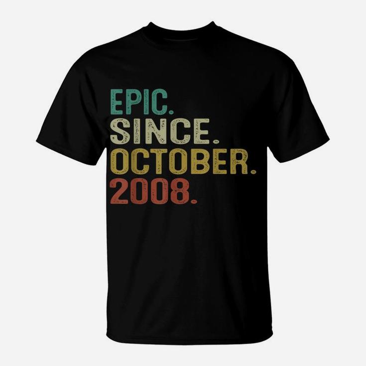 13 Years Old Vintage Epic Since October 2008 13Th Birthday T-Shirt