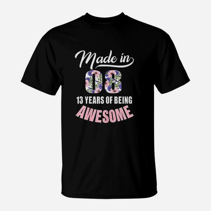 13Th Birthday Gift Girl Born In 2008 13 Years Old T-Shirt