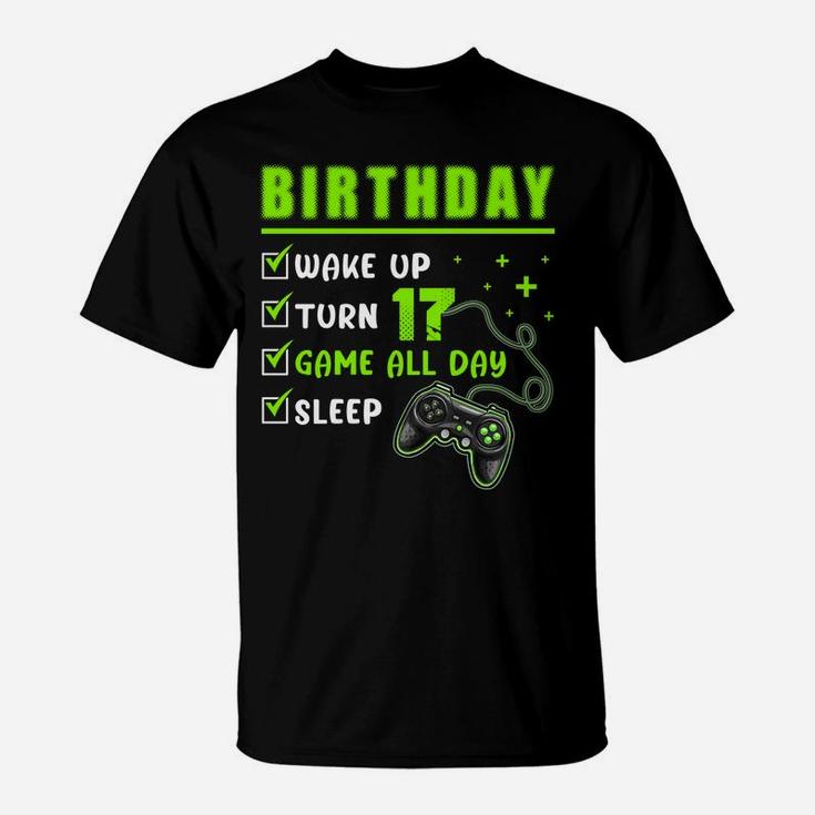 17 Year Old Gamer Boys Kids 17Th Perfect Birthday Gaming T-Shirt