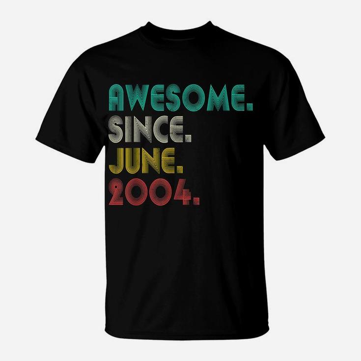 17Th Birthday Awesome Since June 2004 Boy Girl 17 Years Old T-Shirt