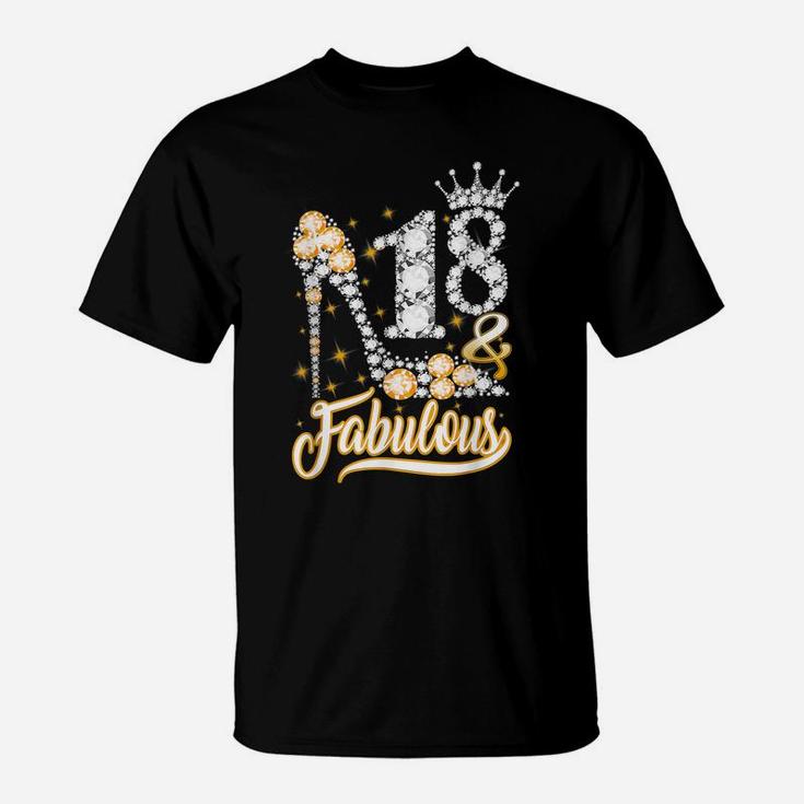 18 And Fabulous - 18Th Birthday Funny Shoes Crown Diamond T-Shirt