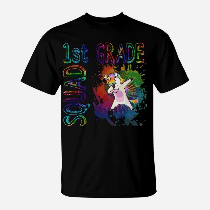 1St Grade Squad First Grade Dabbing Unicorn Tie Dye Design T-Shirt