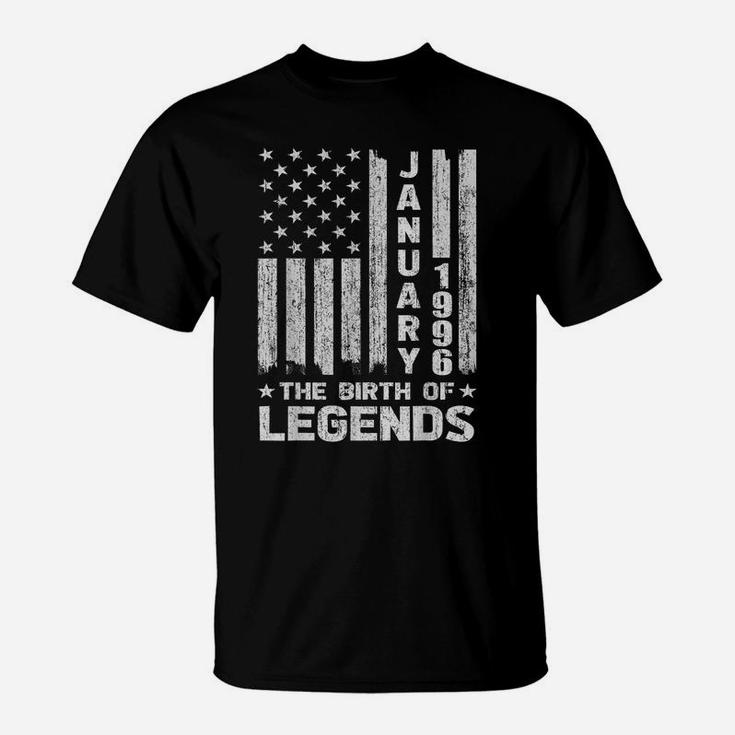 25Th Birthday Gift January 1996 The Birth Of Legends T-Shirt