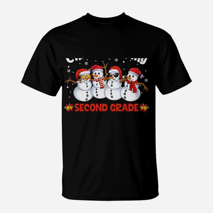 2Nd Teacher Christmas Chillin With My Second Grade Snowmies T-Shirt
