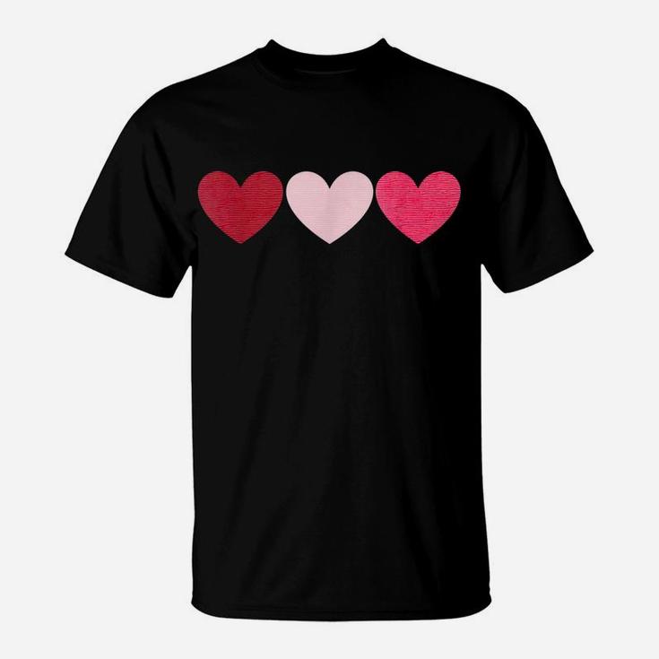 3 Hearts Cool Vintage Retro Valentines Day Gift Women Men T-Shirt