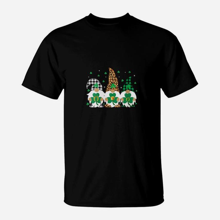 3 Irish Gnome Leprechaun Plaid Green Gnomes St  Patricks Day T-Shirt