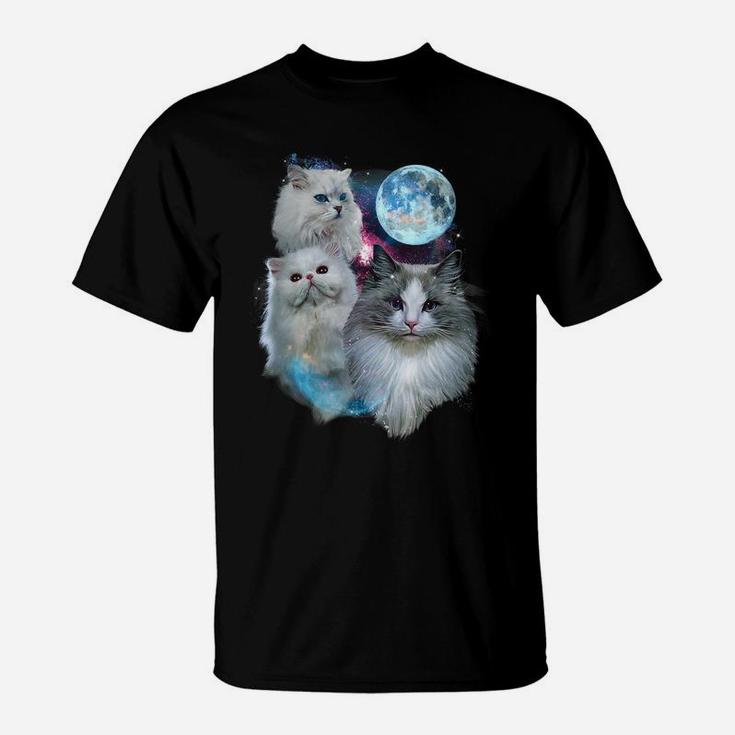 3 Moon Cat Feline Lovers Kitten Adorable Kitty Cat Novelty T-Shirt