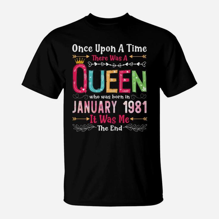 39 Year Old Birthday Girls 39Th Birthday Queen January 1981 T-Shirt