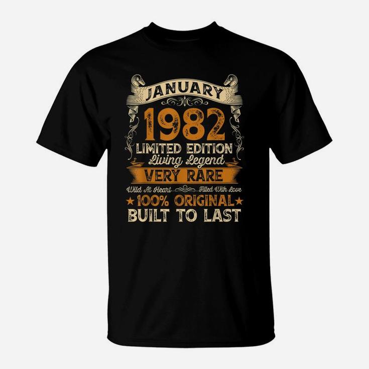39Th Birthday Gift 39 Years Old Retro Vintage January 1982 T-Shirt
