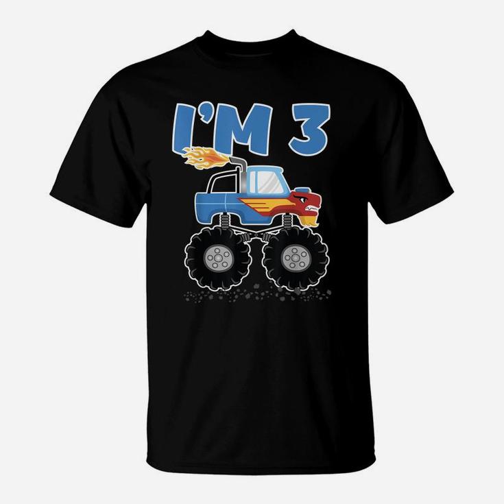 3Rd Birthday For Three Years Kids Monster Truck T-Shirt