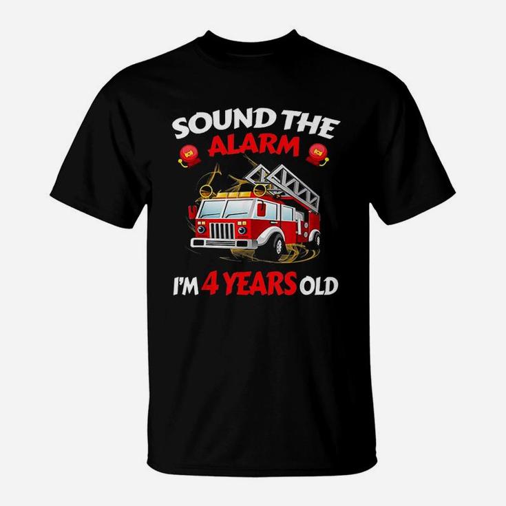 4 Years Old Fire Truck Firefighter T-Shirt