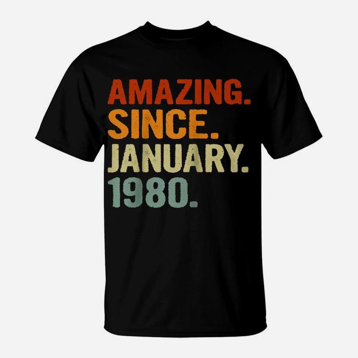 41 Years Old Retro Birthday Gift Amazing Since January 1980 Raglan Baseball Tee T-Shirt