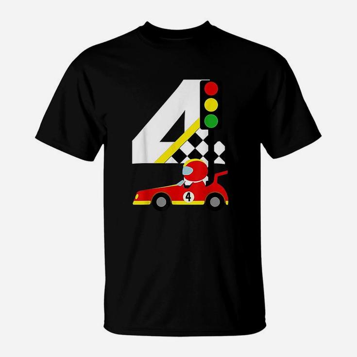 4Th Birthday Race Car Racer 4 Years Old Birthday Boy T-Shirt