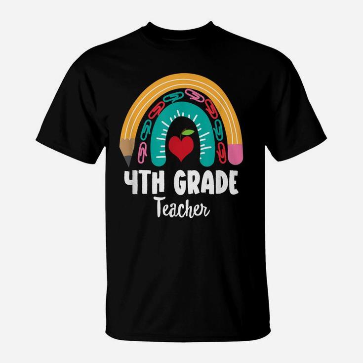 4Th Grade Teacher, Funny Boho Rainbow For Teachers T-Shirt