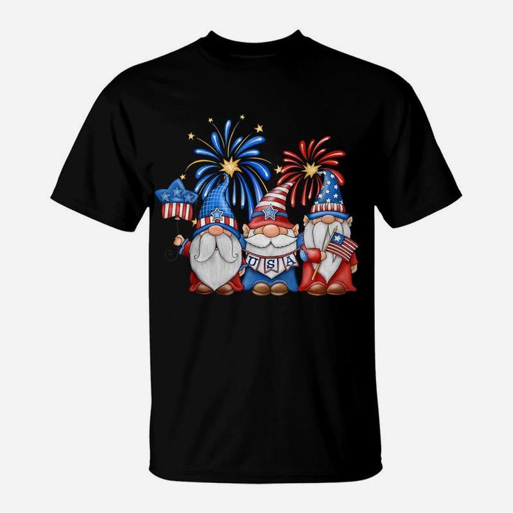 4Th Of July American Gnomes Celebrating Independence Day T-Shirt