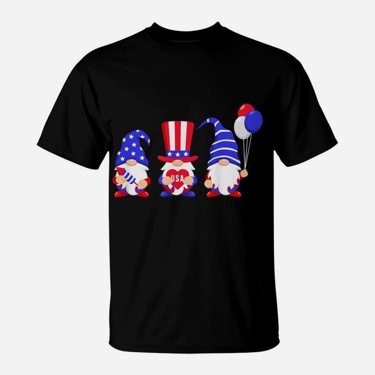 4Th Of July Gnomes Patriotic Usa Flag Independence Day Tee T-Shirt