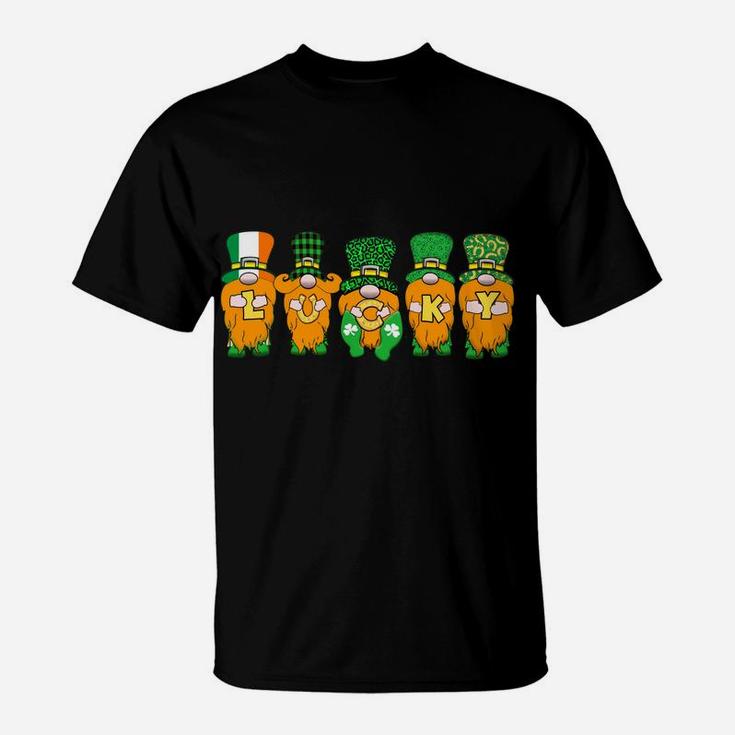 5 Cute Irish Gnomes Leprechauns Lucky Green Shamrocks Sweatshirt T-Shirt