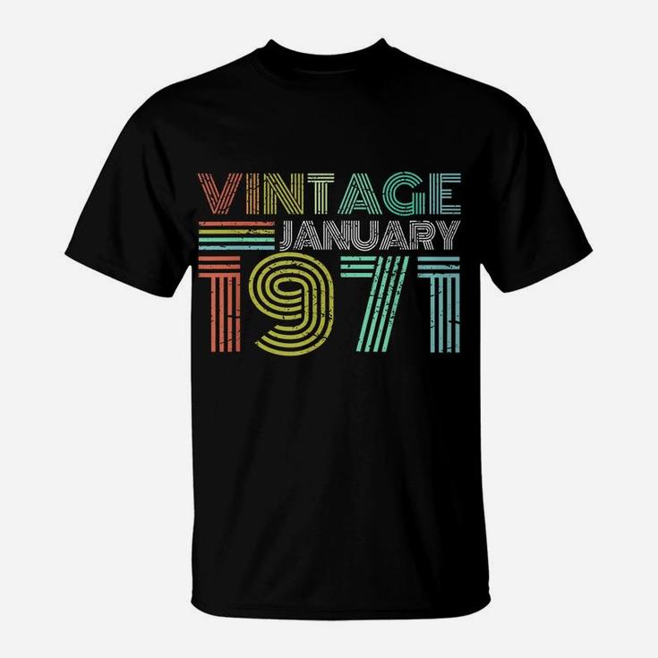 50Th Birthday Gift Vintage January 1971 50 Years Old T-Shirt