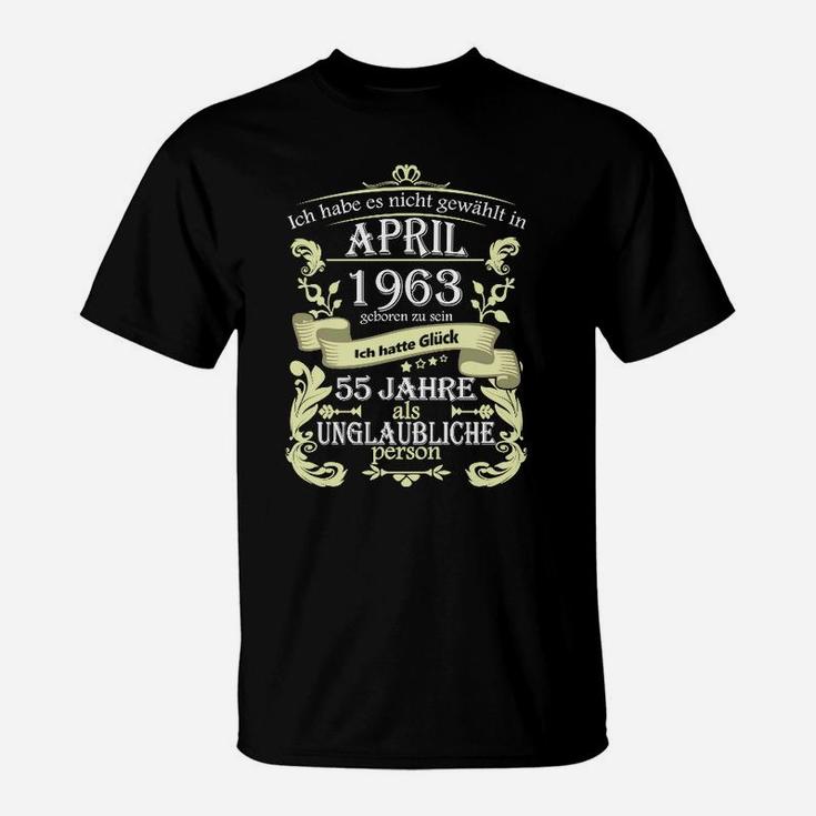 55 Jahre Unglaublich T-Shirt, Jubiläum April 1963 Tee in Schwarz