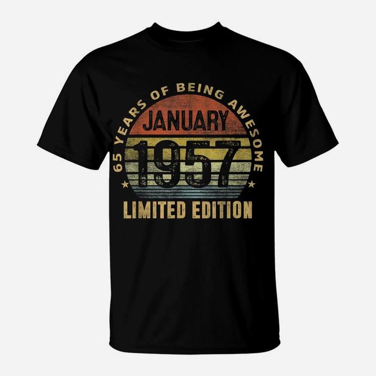 65Th Birthday Gift Men Vintage January 1957 65 Years Old T-Shirt