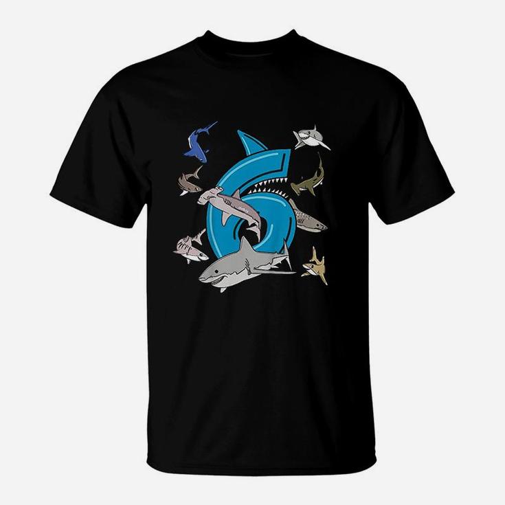6Th Birthday Boys Shark White Shark T-Shirt