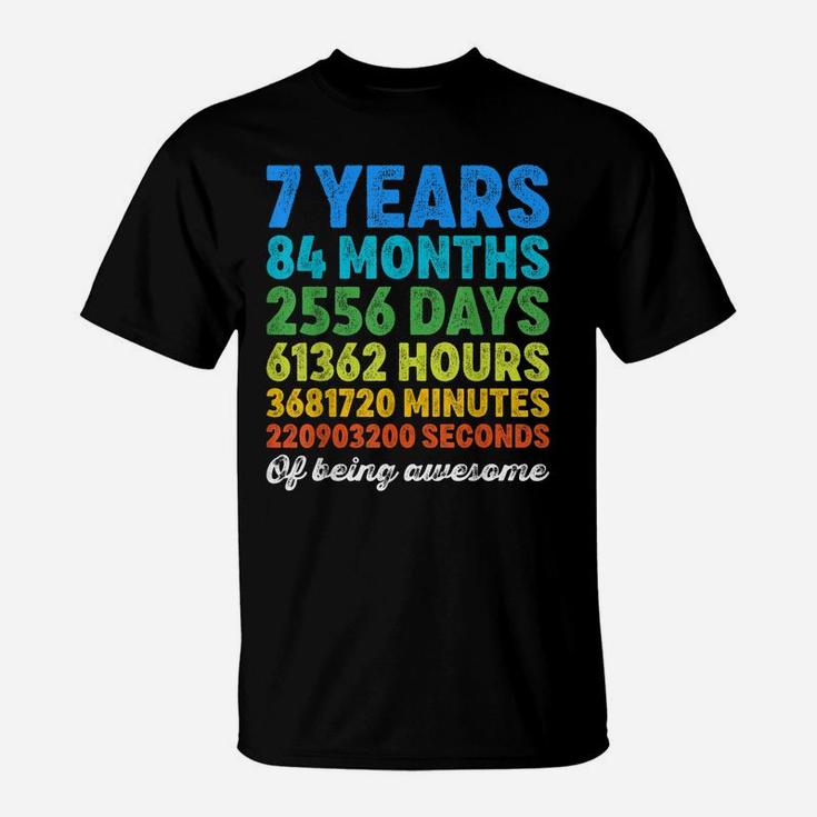 7 Years Old 7Th Birthday Shirt Vintage Retro Countdown T-Shirt