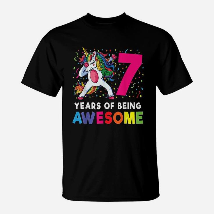 7Th Birthday Dabbing Unicorn T-Shirt