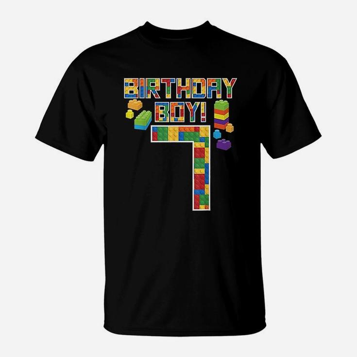 7Th Birthday Gift 7 Years Old Building Boys T-Shirt