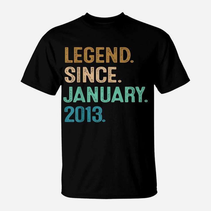 9Th Birthday Gifts 9 Year Old Legend Since January 2013 T-Shirt