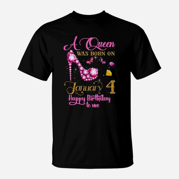 A Queen Was Born On January 4, 4Th January Birthday Gift V Sweatshirt T-Shirt