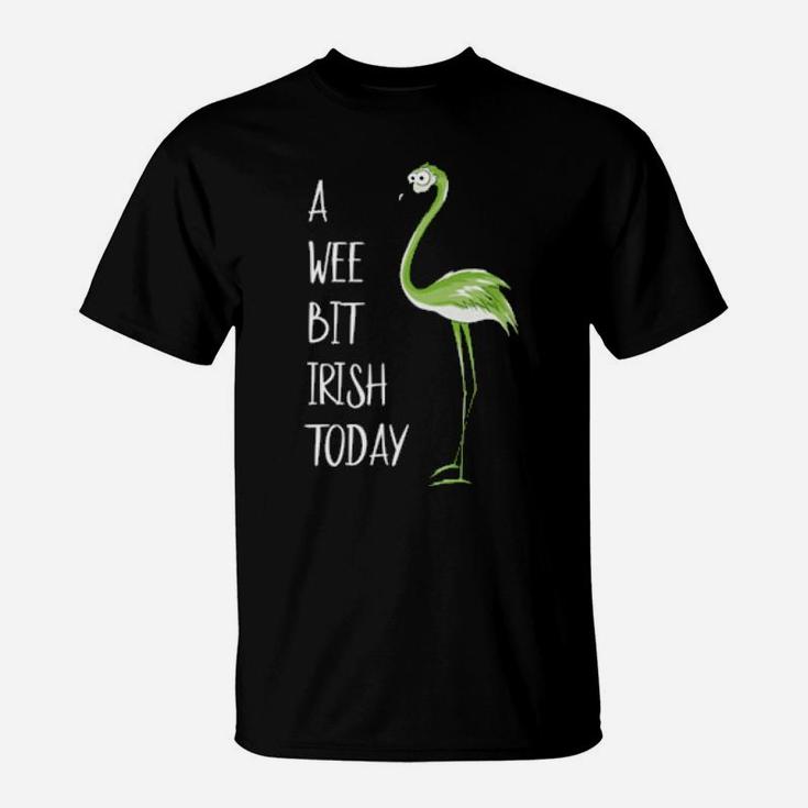 A Wee Bit Irish Today Green Flamingo St Pattys Day T-Shirt